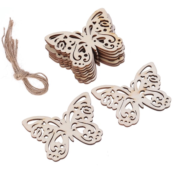 UPOUART 20Pcs Wooden Butterfly Cutouts Unfinished Golden Chip Graffiti Craft Shapes for Art Projects