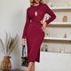 thumbnail image 4 of Vestido largo informal ahuecado con abertura lateral para mujer vestido Sexy de Color sólido traje diario, 4 of 7