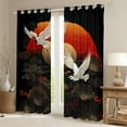 thumbnail image 3 of Feelyou Kawaii Cran Animal Black Out Curtains for Teen, Tokyo Plant Botanical Curtains Pack of 2 (42x63 Each), Black Red Japanese Style Bedroom Curtains, Black Out Curtains Decor, 3 of 7