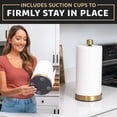 thumbnail image 3 of Heavy-Duty Stainless Steel Paper Towel Holder - Easy One-Handed Tear with Suction Cups - Modern Weighted Standing Countertop Dispenser for Kitchen - Holds All Paper Towel Rolls, Gold, 3 of 6