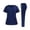 Dark Blue, variant on Women Scrub Set V-Neck Short Sleeve Pocket Top with Long Pants Nursing Uniform Quick Dry Moisture Wicking Workwear for Nurse CNA Caregiver （1PC Top + 1PC Bottom）