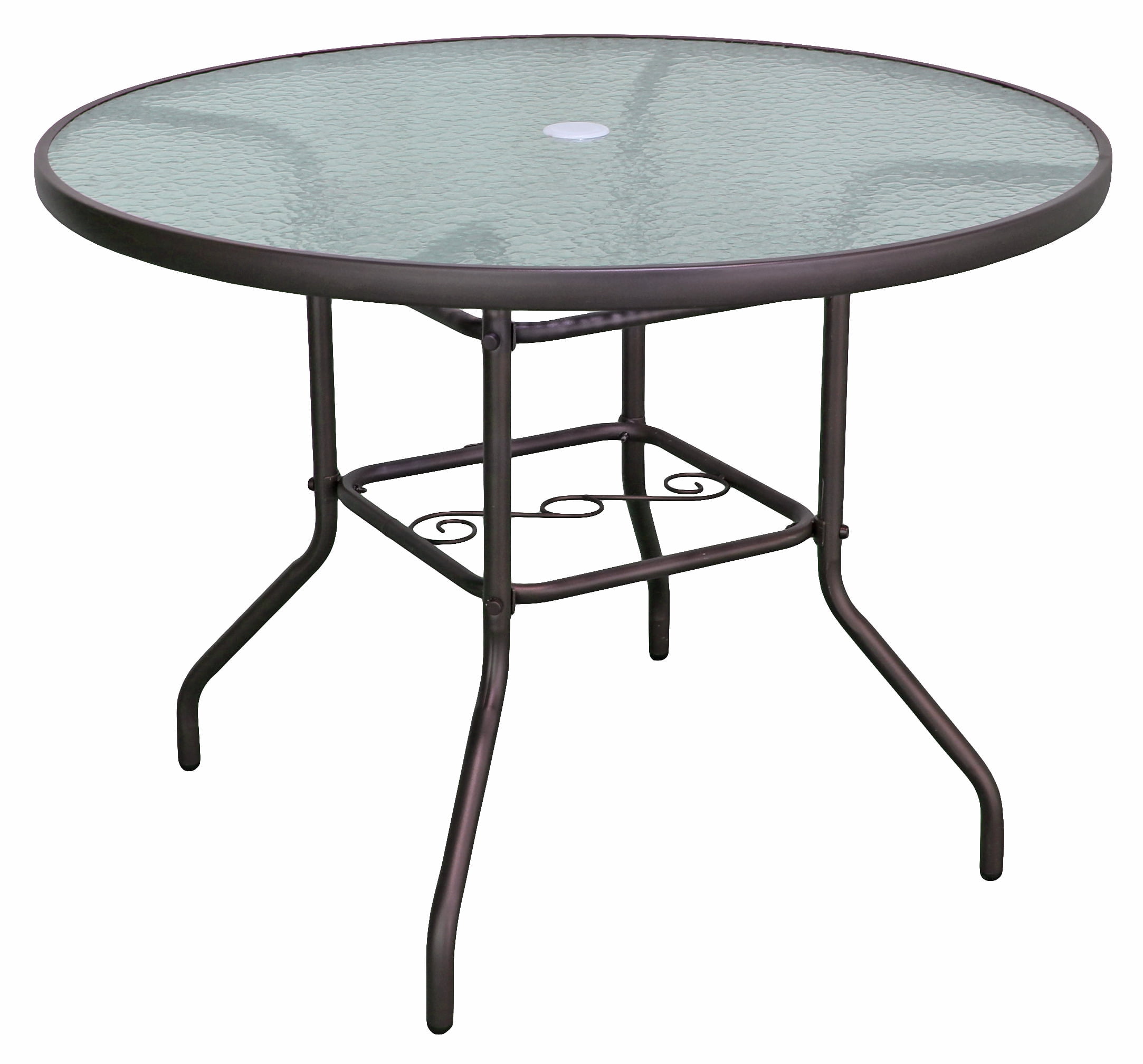 Steal Framed Garden Table in a bronze finish with Glass Top 