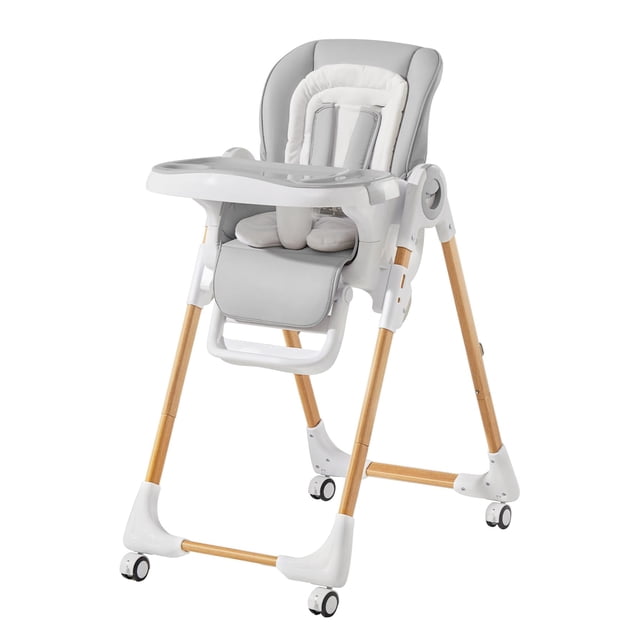 Tronas convertibles para bebés y niños pequeños, trona para bebé de altura ajustable, trona con bandeja extraíble, respaldo y pedal ajustables, silla de comedor portátil para bebé con ruedas bloqueabl