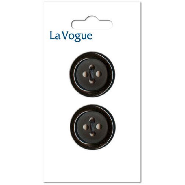 LA VOGUE 4-Hole Button - Black, 25 mm (0.98 in) (2-Pack)