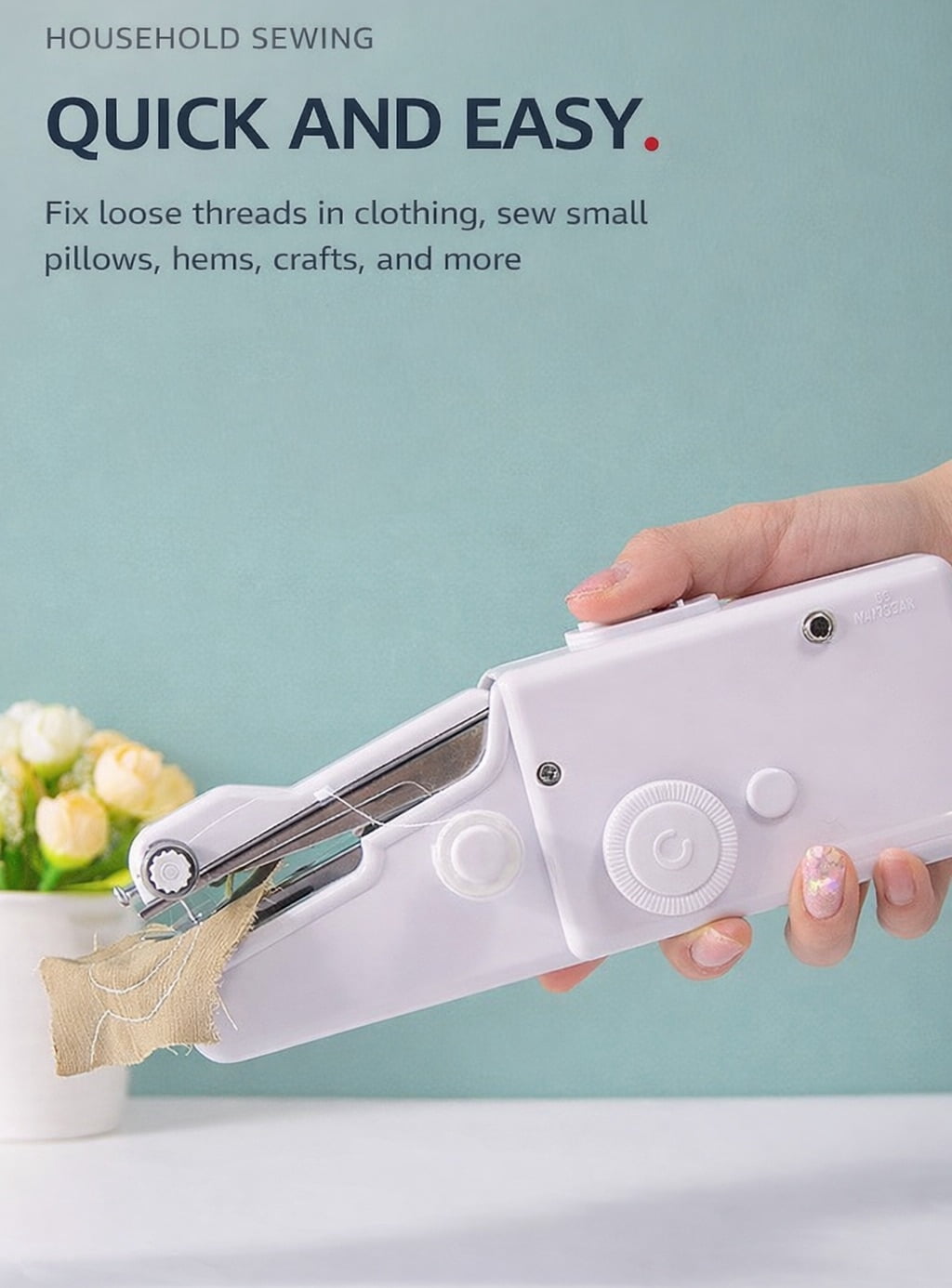 Handheld Sewing Machine - Mini Portable Electric Sewing Machine for Beginners - Quick Sew Tool for Fabric, Clothing, Kids' Cloth, Home DIY & Travel - Battery or Power Adapter Operated