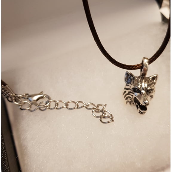 Unisex Fine Silver Wolf Necklace Wolf Spirit Animal Pendant Necklace Gift for Him