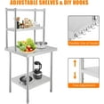 thumbnail image 3 of Stainless Steel Work Table with 2 Shelves, 30x24 Inch Heavy Duty Commercial Food Prep Table, Metal Kitchen Prep Table with Adjustable Shelf & Hooks for Restaurant Home, 3 of 5