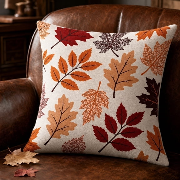 Thanksgiving Fall Harvest Throw Pillow Covers 18x18 Inch, Pumpkin Decorative Square Pillowcases, Farmhouse Holiday Cushion Covers for Sofa Living Room Home Fall Halloween Thanksgiving Decor