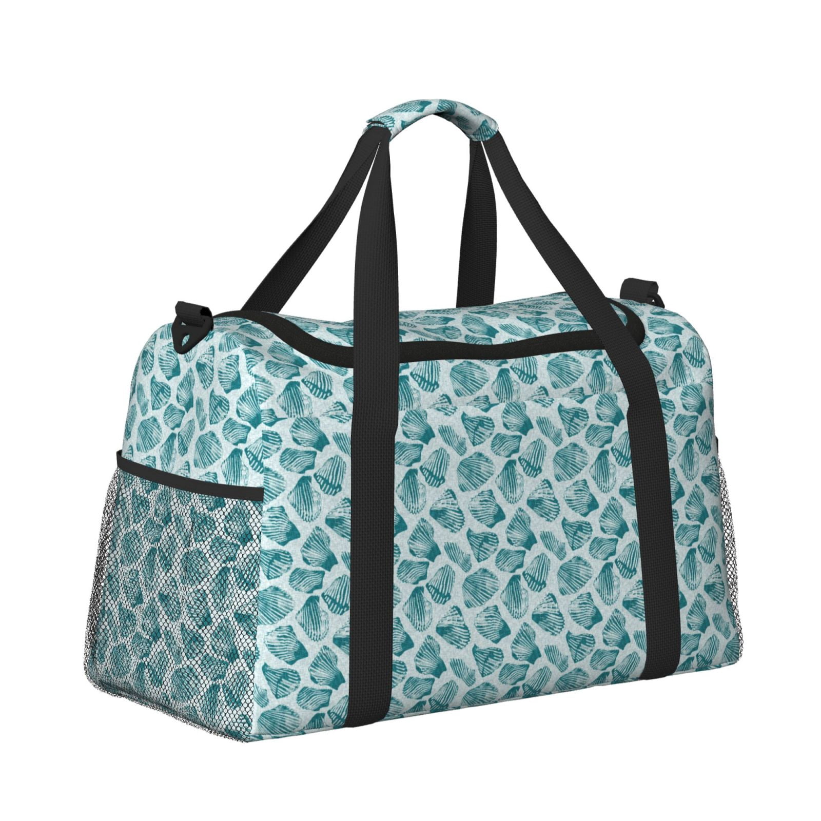 Fuzoiu Teal turquoise shell Print Travel Duffle Bag,Carry On Tote Bags,Duffel Bag,Sport Gym Bag, Hospital Bag for Labor and Delivery, Overnight Bag,Luggage Bag