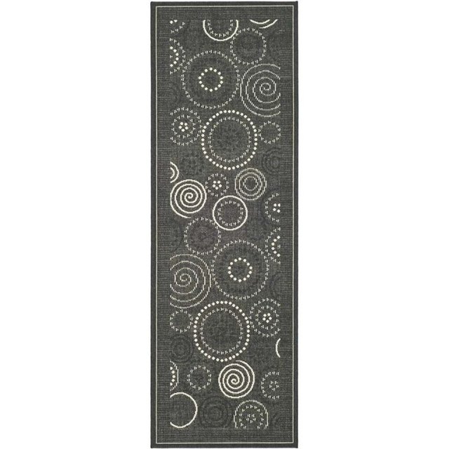 Safavieh Courtyard Black Indoor Outdoor Rug - Runner 2'4" x 12'