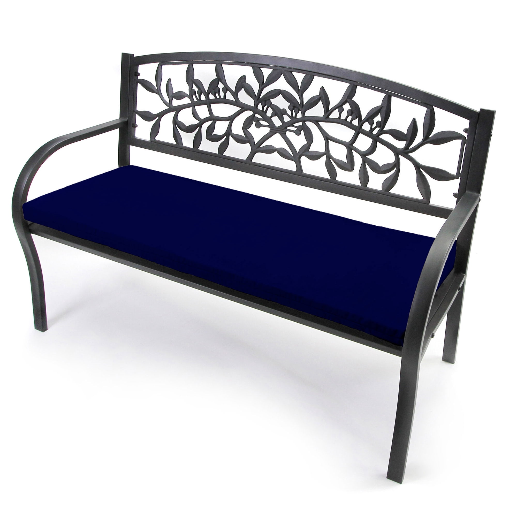 Jordan Manufacturing 48" x 19.5" Midnight Navy Solid Rectangular Outdoor Settee Swing Bench Cushion with Ties