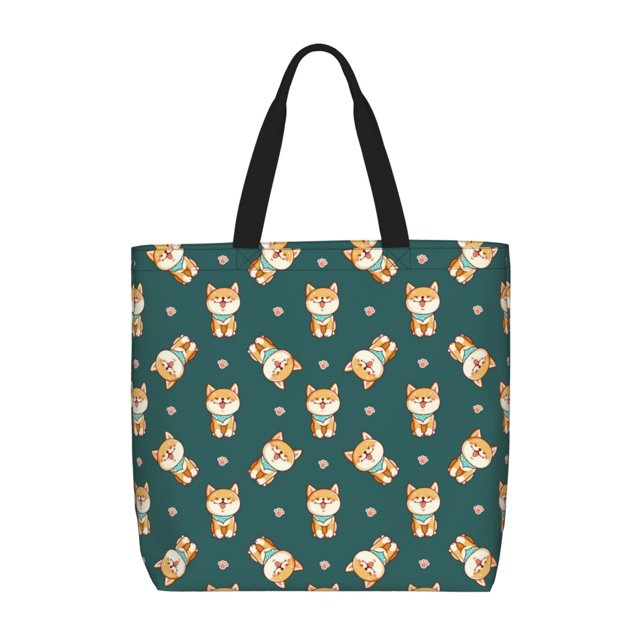 Fotbe Cute Shiba Bolsa Tote con Estampado para Mujer, Bolsos con Cremallera, Bolsa de Hombro Casual de Gran Capacidad con Bolsillos Internos