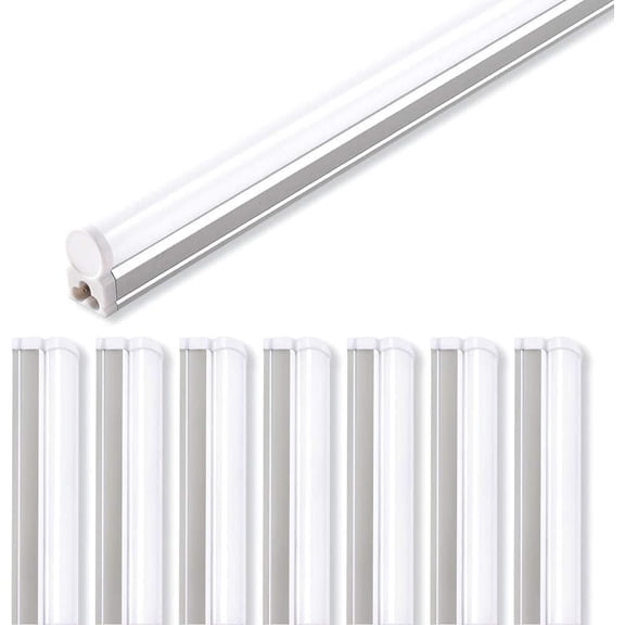 Barrina 8-Pack LED T5 Integrated Single Fixture 4FT 2200lm 6500K (Super Bright White) 20W Utility Shop Light Ceiling and Under Cabinet Light ETL Listed Corded Electric with ON/Off Switch
