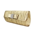 thumbnail image 2 of Evening Bag - Pleated Clutch w/ Metal Mesh Accent Bow Flap - Gold - BG-92055G, 2 of 7
