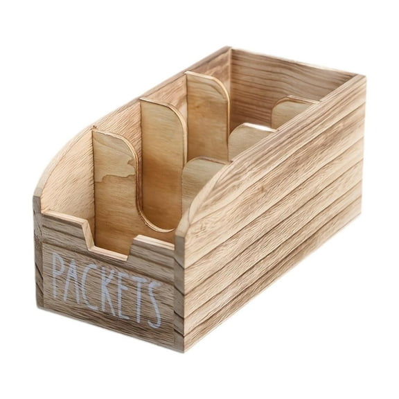 Coffee Station Organizer Wooden Countertop Storage with Dividers for Home Kitchen Office Restaurant