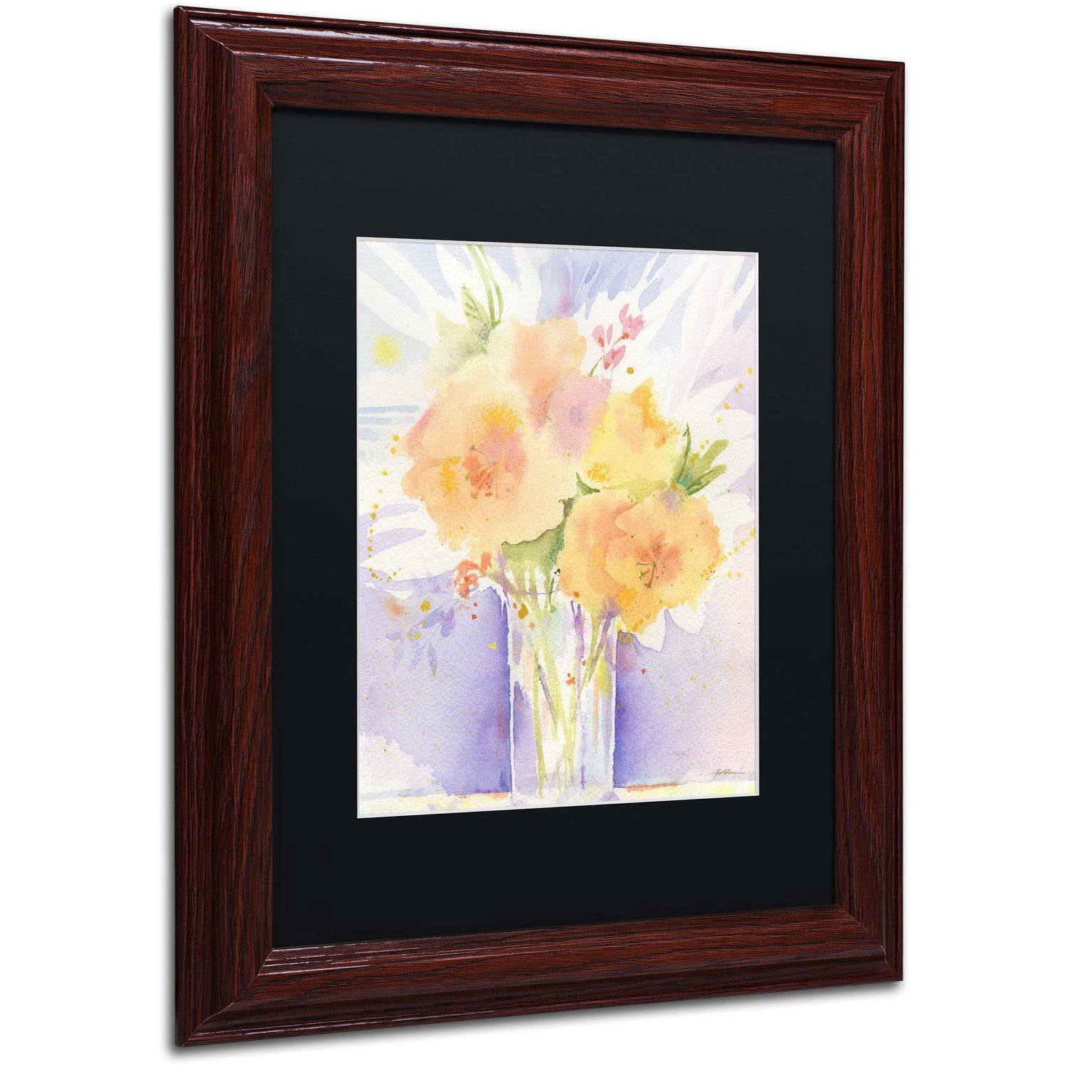 Trademark Fine Art "Purple Vase Reflection" Canvas Art by Sheila Golden Black Matte, Wood Frame