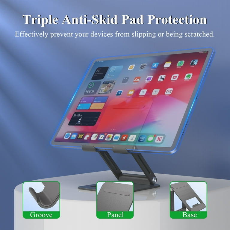 Minthouz Tablet Stand, Adjustable & Foldable Tablet Holder, Compact  Aluminum Phone Stand with Anti-Slip Pads, Compatible with All 4.7-12.9  inches