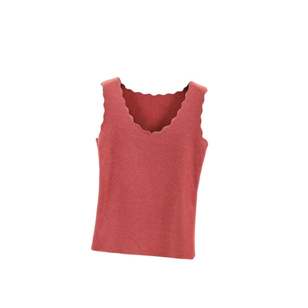 Minnieouse Ropa interior térmica para mujer, chaleco, Otoño Invierno, hogar, escuela, exterior, capa básica, cuerpo delgado, Tops cálidos, ropa interior Camisetas sin mangas Rojo Minnieouse AP013513-03