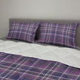 thumbnail image 2 of Plaid Comforter & Sham Bedding Set, Illustration of Checkered Inspired Design, 3 pcs Duvet Set Microfiber Filling Quilt, 5 Sizes, Violet Blue Pale Fuchsia, by Ambesonne, 2 of 4