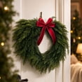 thumbnail image 6 of WWC Christmas Wreath, Artificial Pine Cedar Heart-Shaped Holiday Wreath with Bow, Rustic Christmas Decorations Winter Wreath for Front Door Mantel, 6 of 8