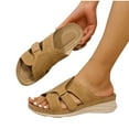 thumbnail image 4 of LOVZFMLL Women's Wedge Sandals Casual Slip On Open Toe Comfort Walking Clogs with Arch Support Summer Beach Vacation Shoes Brown 7.5, 4 of 6