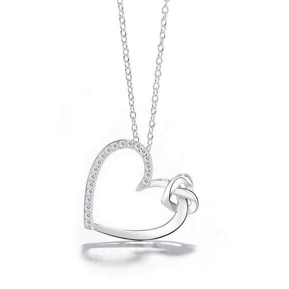 Sterling Silver Heart Necklace with Genuine Crystals