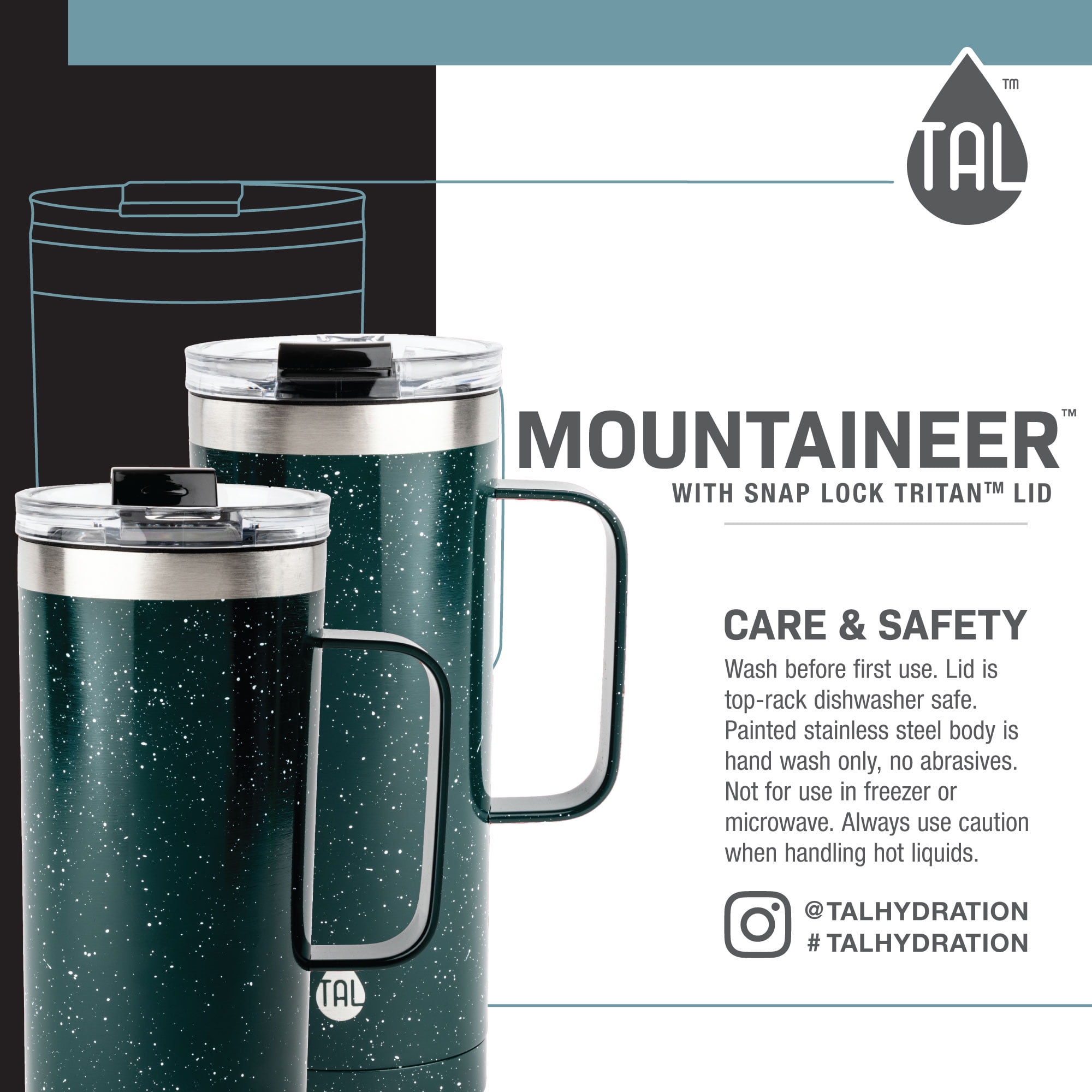 TAL Stainless Steel Mountaineer Mug 20 fl oz, Black