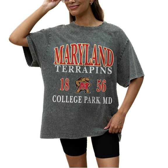 Women's Gameday Couture Grey Maryland Terrapins Oversized Snow Wash T-Shirt