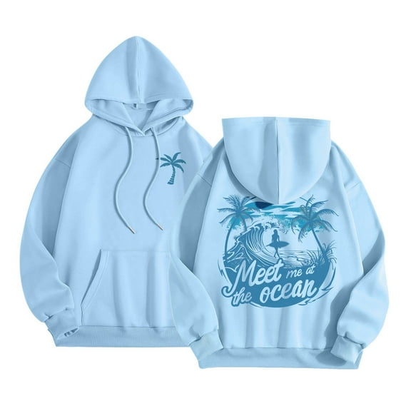 vigerakr Oversized Graphic Hoodies for Women Trendy Fashion Preppy Sweatshirt Long Sleeve Y2K Tops with Pockets (Sky Blue, S)