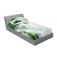 thumbnail image 2 of Ambesonne Nature Fitted Sheet & Pillow Sham Set, Sunbeams Shadows Idyllic, Twin, Green White, 2 of 2