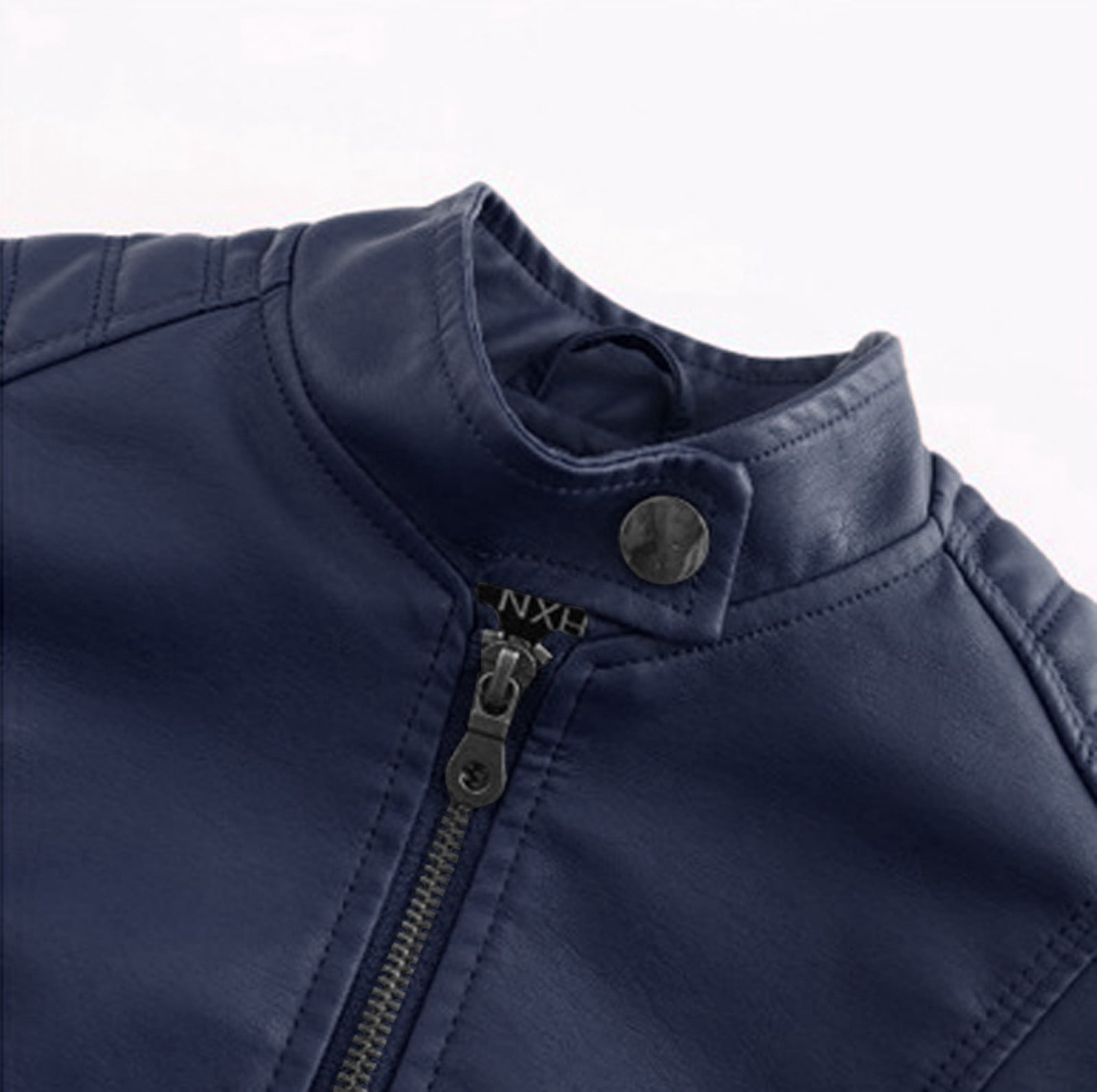 IROINNID Women's Faux Leather Jacket Long Sleeve Zipper Pocket Biker Moto Jacket,Blue