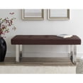 thumbnail image 2 of Posh Living Myles Faux Leather Bench with Stainless Steel Legs in Brown/Chrome, 2 of 8