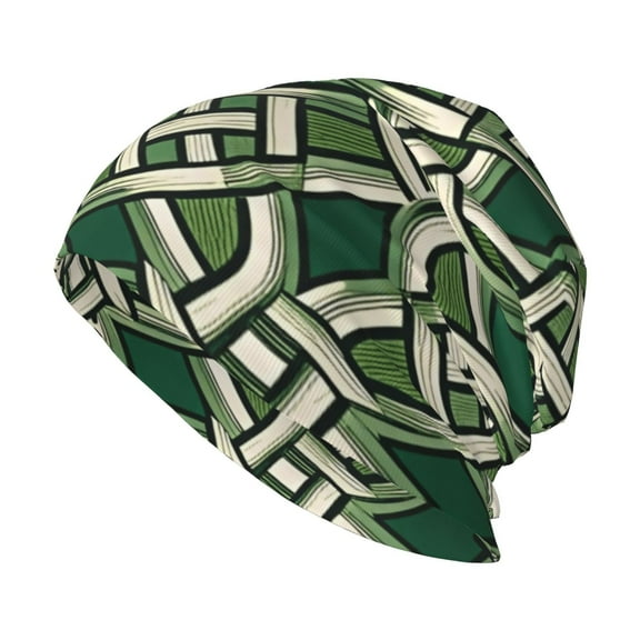 Skull Beanie Cap Slouchy Knit Hat Headwear Warm for Men Women , Abstract Celtic Knots Green