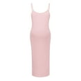 thumbnail image 2 of Women's Spaghetti Strap Maternity Dress U Neck Slim Fit Solid Summer Dress Sleeveless Sling Midi Dress Pregnancy Gown For Breastfeeding, 2 of 3