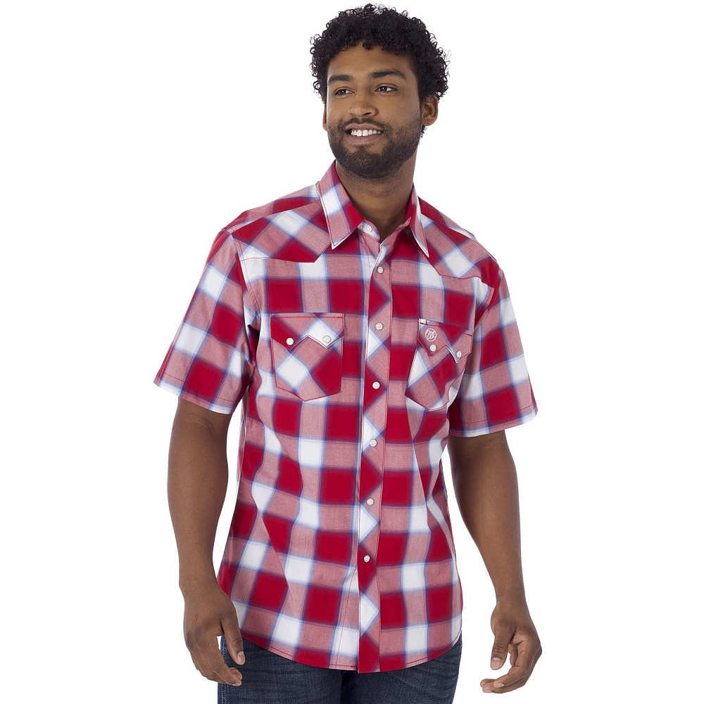 wrangler plaid shirt mens