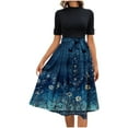 thumbnail image 2 of Weiqiqre Robes Midi pour Femmes Fluides à Manches Courtes Taille Empire d'Été à Col Rond Longueur Midi Mode Robes Soleil Ceinturées pour Femmes, 2 of 6