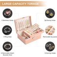 thumbnail image 4 of Jewelry Box Organizer for Women Girls 2 Layer PU Leather Travel Jewelry Storage Case with Lock and Removable Tray for Necklace Earrings Rings Bracelets Gift, Girlfriend Wife Ideal Gift, 4 of 7
