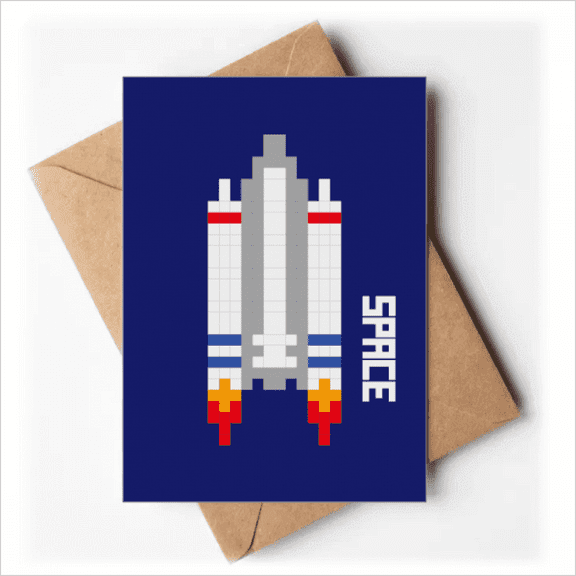 Space Ship Rocket Universe Pixel Greeting Cards You are Invited Invitations