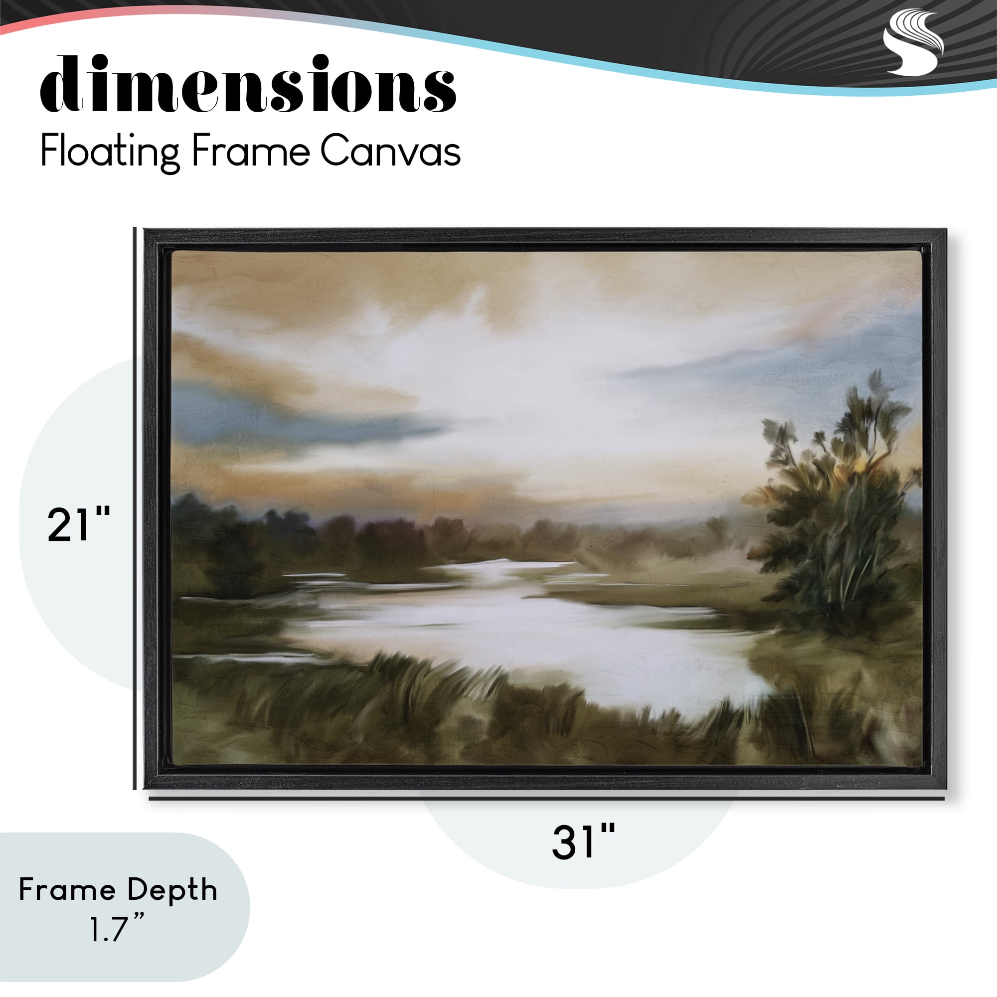 Stupell Industries Sunset Pond Countryside Black Framed Floater Canvas Wall Art, design by Kim Allen