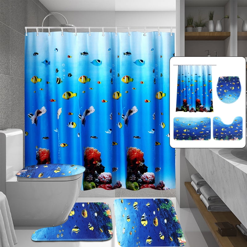Tropical Ocean Underwater World Colorful Fish Waterproof Shower Curtain