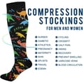 thumbnail image 4 of FREEAMG 1 Pair Dinosaurs Pattern Compression Socks 20-30mmHg Knee High Women Socks Tube Athletic Stockings for Men Sport Soccer Running Cycling Medical Nurse Winter Travel, 4 of 7
