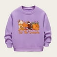 thumbnail image 2 of Aocisk Chandail à Capuchon d'Automne et d'Hiver pour Filles avec Imprimé de Citrouille, Manches Longues, Col Rond, Chandail Décontracté Chaud, Violet, 9-10 Ans, 2 of 3