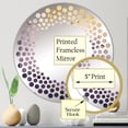 thumbnail image 3 of Designart "Ink Clouds of Purple and Gold Marble IV" Fractals Polka Dot Round Wall Mirror - Abstract Oval Printed Decorative Mirror - Multiple Color Options, 3 of 5