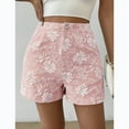 thumbnail image 4 of Women's Floral Jacquard Shorts Summer High Waisted Wide Leg Trouser Casual Pants with Pockets, 4 of 5