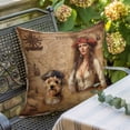 thumbnail image 5 of Pirate Girl Throw Pillow Cover Cute Dog Treasure Map Cotton Linen Cushion Cover Throw Pillow Case with Invisible Zipper for Couch Sofa Bed Chair Car 26x26 Inch, 5 of 9