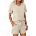 thumbnail image 3 of Sundazz Lounge Sets for Women Summer 2 Piece Outfits V Neck Shirts and Shorts Sets Casual Matching Sets, 3 of 7