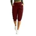thumbnail image 2 of MLCDZ Womens Capri Cargo Joggers with Pockets Drawstring Elastic Waist Casual Loose Golf Capris Summer Vacation Travel Cruise Hawaii Beach Cropped Pants, 2 of 8