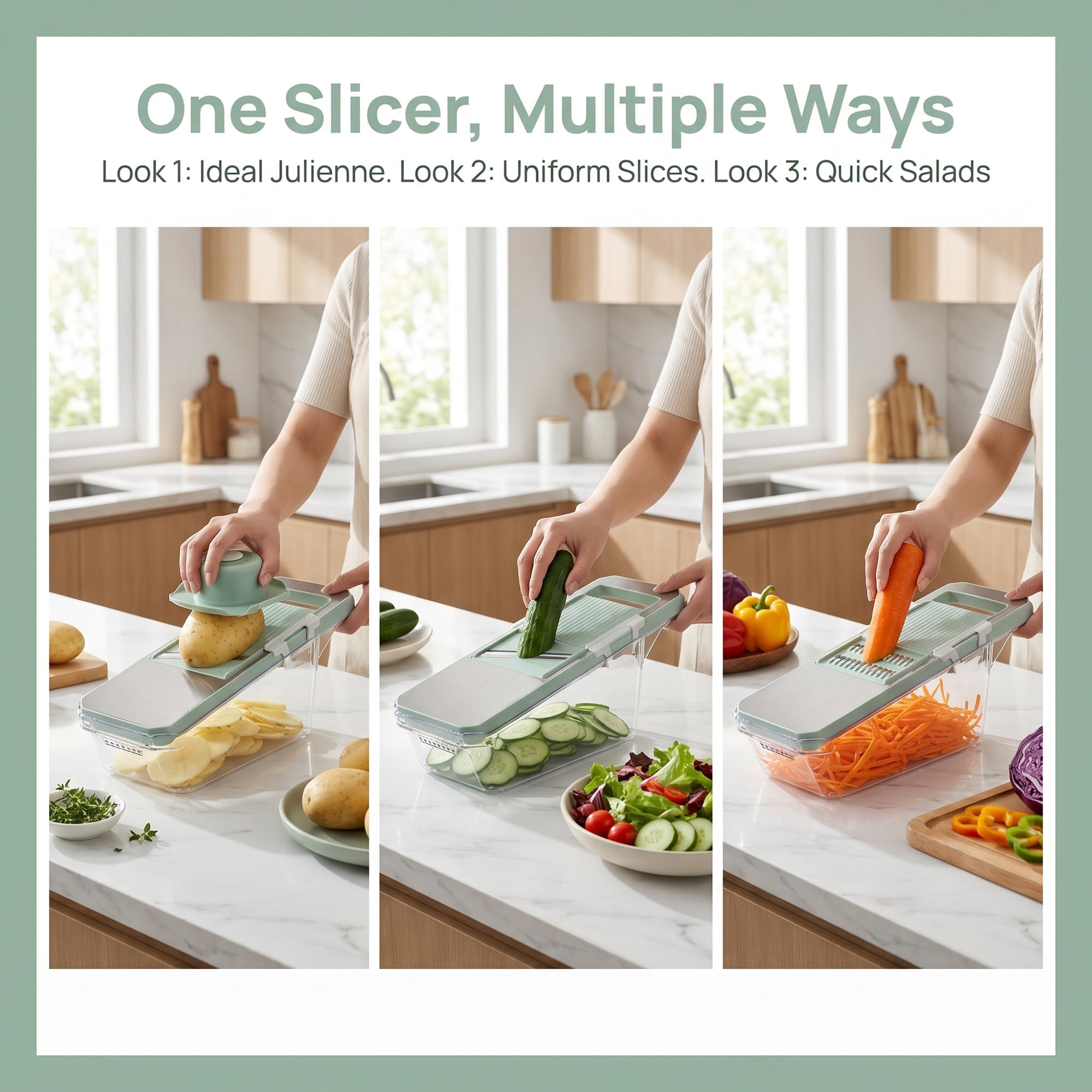 Unique Bargains Kitchen Slicer and Vegetable Chopper for Cooking 6 in 1(D) 10.8"x3.7"