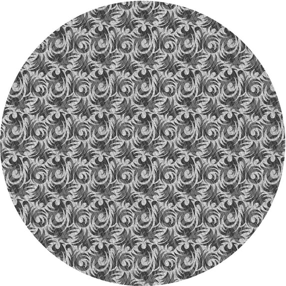 Ahgly Company Indoor Round Patterned Gray Cloud Gray Area Rugs, 4' Round