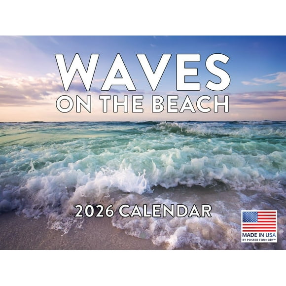 Póster con calendario Foundry Ocean Waves 2026 para pared de playa
